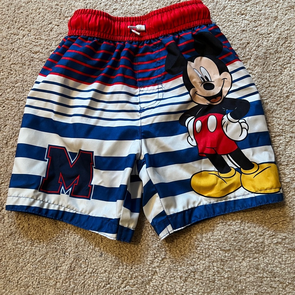 Disney Mickey Mouse Striped Kids Shorts - Red, Blue, White